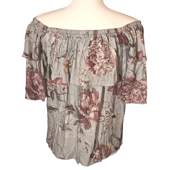 NEW Chaser Heirloom Floral Gauze Off-The-Shoulder‎ Elbow Sleeve Blouse, Size S - Picture 6 of 13